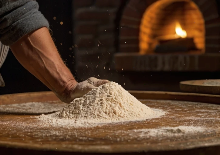 Pizzaiolo insegna a scegliere la farina durante un corso